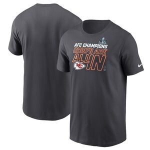 NWT Men's Charcoal Chiefs 2023 AFC Champions Locker Room Trophy Collection Tee